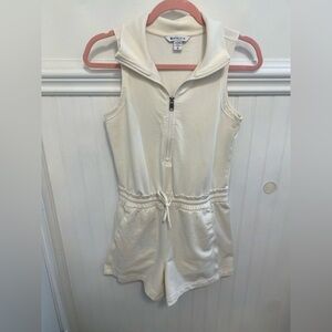 Athleta Cream Sleeveless Zip-Up Romper